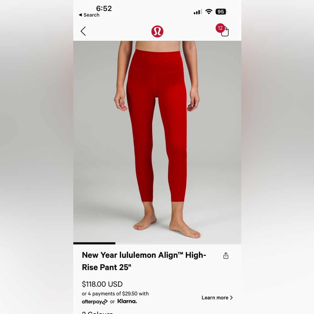 Lululemon Align leggings 25” dark red size 6 NWOT